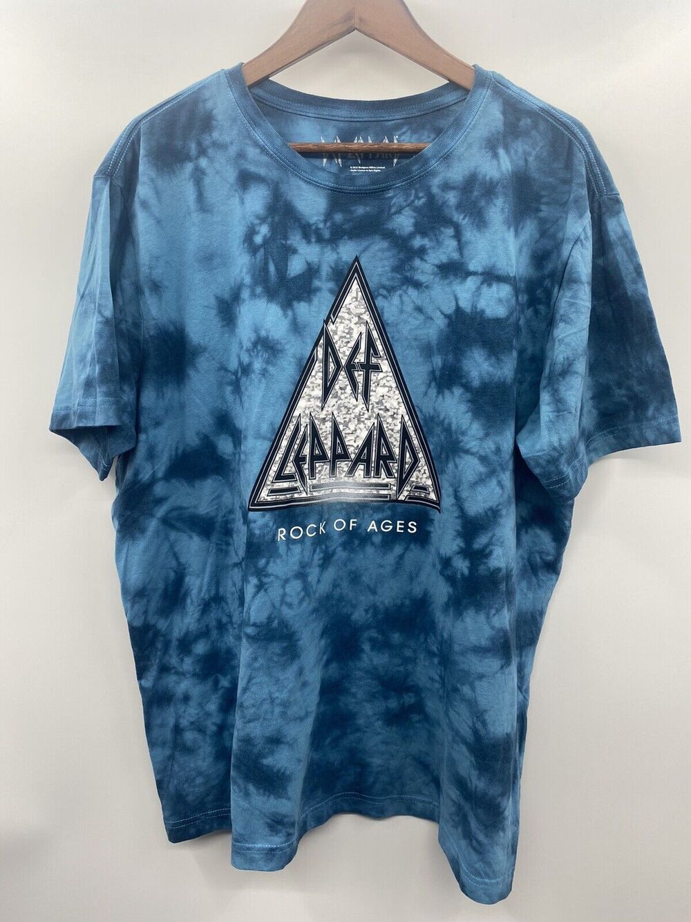 Def Leopard Men's Crew Neck Graphic Band Printed Short Sleeve Tee XXL Blue